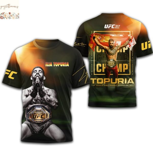 Ilia Topuria Topuria World Lightweight Champions 3D T-Shirt