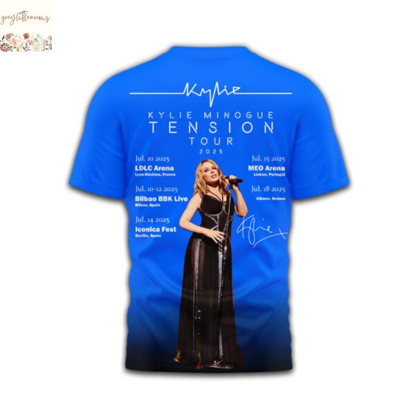 Kylie Minogue Tension Tour 2025 Signature 3D T-Shirt