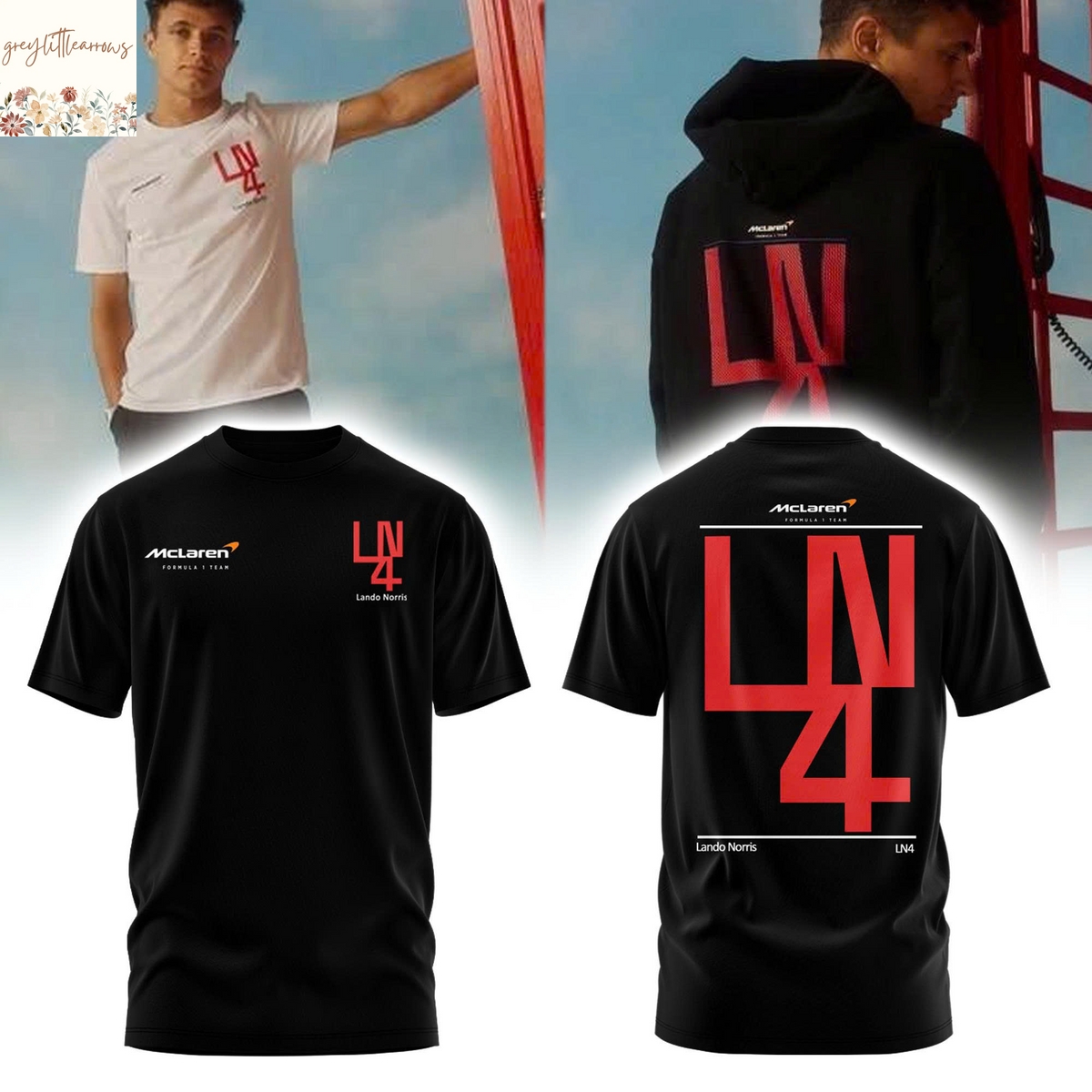 Lando Norris LN4 Black 3D T-Shirt Lando Norris LN4 Black 3D T-Shirt