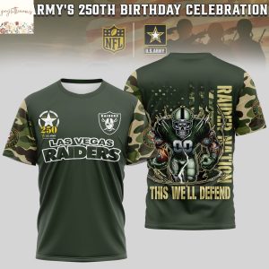 Las Vegas Raiders US Army 250th Birthday Celebration 3D T-Shirt