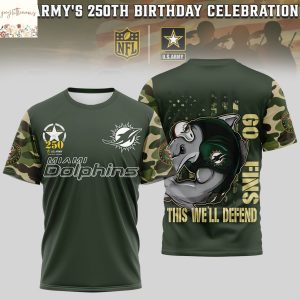 Miami Dolphins US Army 250th Birthday Celebration 3D T-Shirt