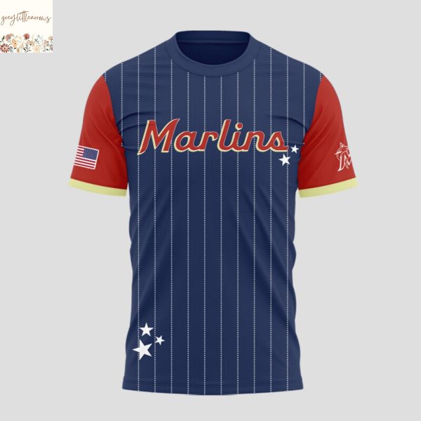 Miami Marlins Team USA Heritage Series 3D T-Shirt