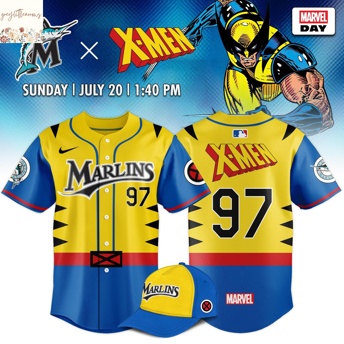 Miami Marlins x X-Men Baseball Jersey Miami Marlins x X-Men Baseball Jersey