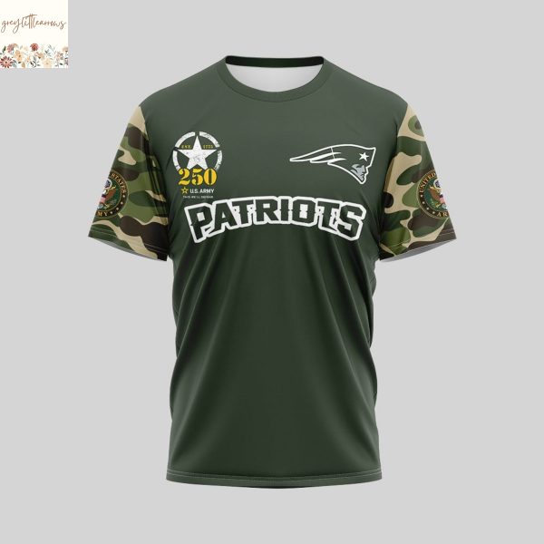New England Patriots US Army 250th Birthday Celebration 3D T-Shirt