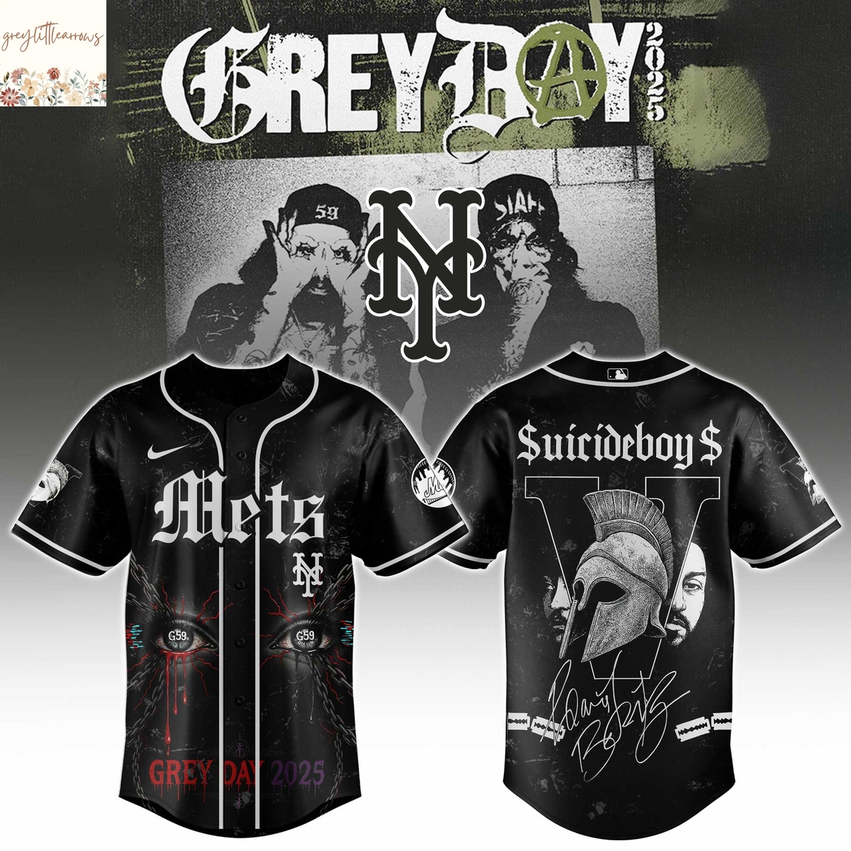 New York Mets x Suicideboys Grey Day 2025 Baseball Jersey New York Mets x Suicideboys Grey Day 2025 Baseball Jersey