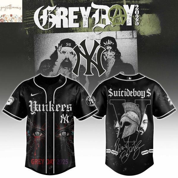 New York Yabkees x Suicideboys Grey Day 2025 Baseball Jersey