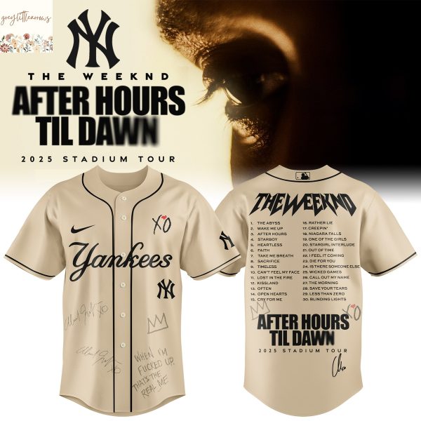NYY x The Weeknd After Hours Til Dawn 2025 Tour Baseball Jersey