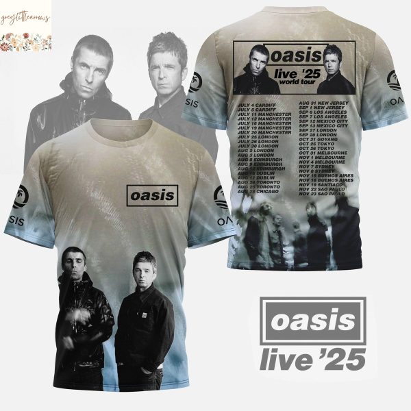 Oasis Live 2025 World Tour 3D T-Shirt