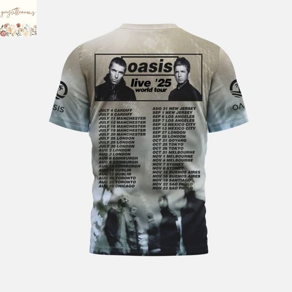 Oasis Live 2025 World Tour 3D T-Shirt