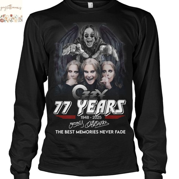 Ozzy Osbourne 77 Years 1948-2025 Signature The Best Memories Never Fade Unisex T-Shirt