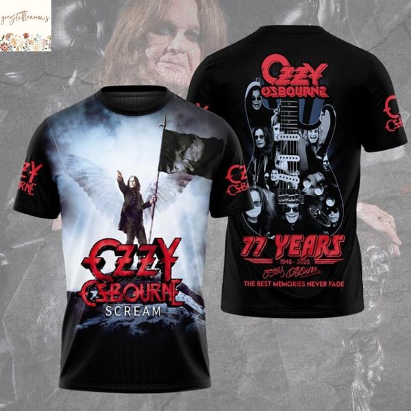 Ozzy Osbourne Scream 77 Years Signature The Best Memories Never Fade 3D T-Shirt
