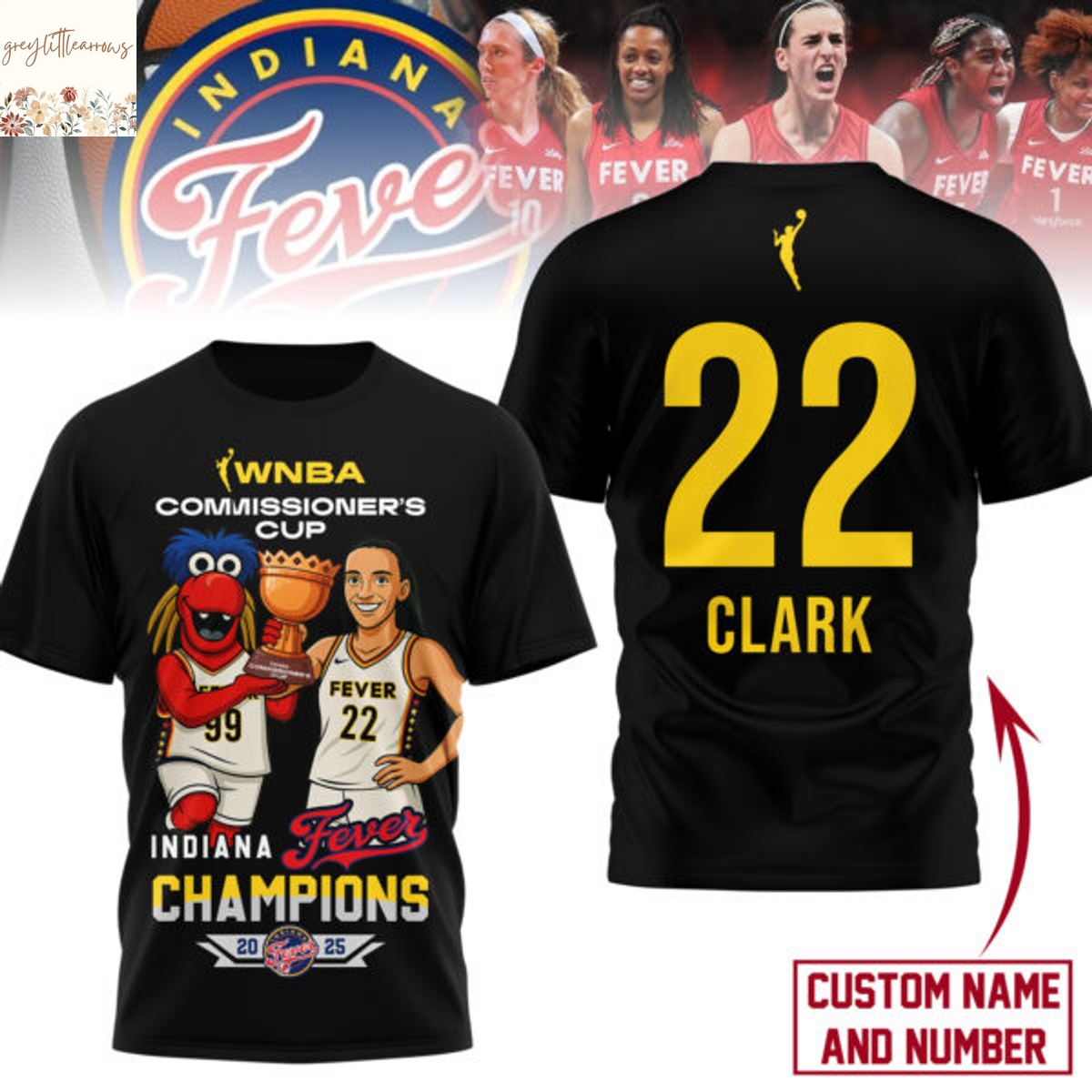 Personalized 2025 WNBA Commissioner Cup Champions Indiana Fever Clark Caitlin 3D T-Shirt Personalized 2025 WNBA Commissioner Cup Champions Indiana Fever Clark Caitlin 3D T-Shirt