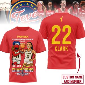 Personalized 2025 WNBA Commissioner Cup Champions Indiana Fever Clark Caitlin 3D T-Shirt – Red