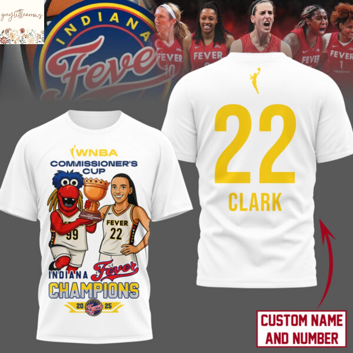 Personalized 2025 WNBA Commissioner Cup Champions Indiana Fever Clark Caitlin 3D T-Shirt - White Personalized 2025 WNBA Commissioner Cup Champions Indiana Fever Clark Caitlin 3D T-Shirt - White