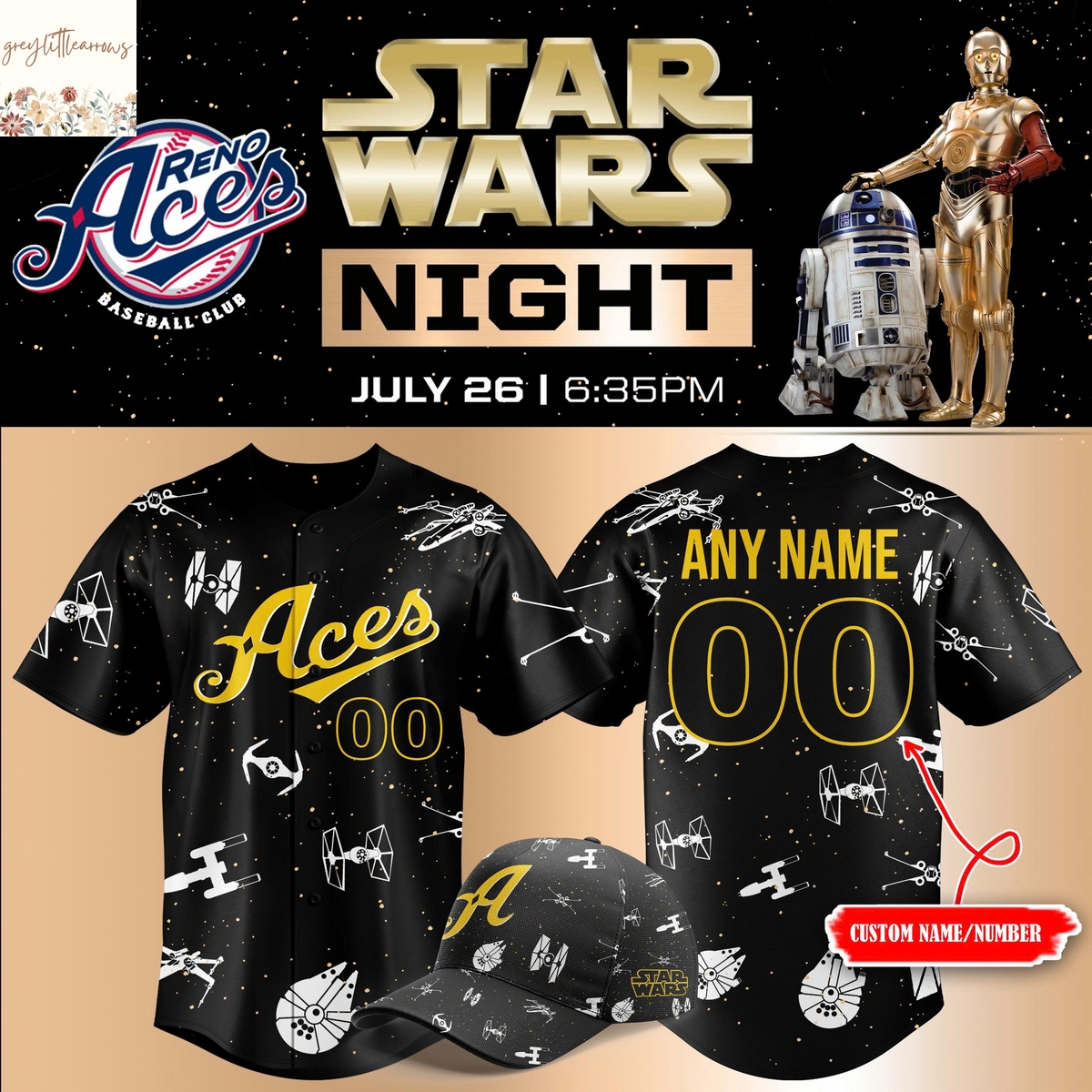 Personalized Reno Aces x Star Wars Night 2025 Baseball Jersey Personalized Reno Aces x Star Wars Night 2025 Baseball Jersey