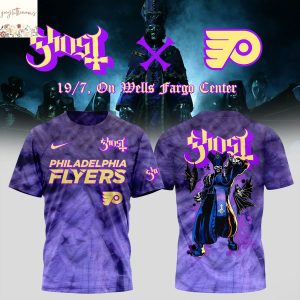 Philadelphia Flyers x Ghost Band World Tour 2025 3D T-Shirt – Purple
