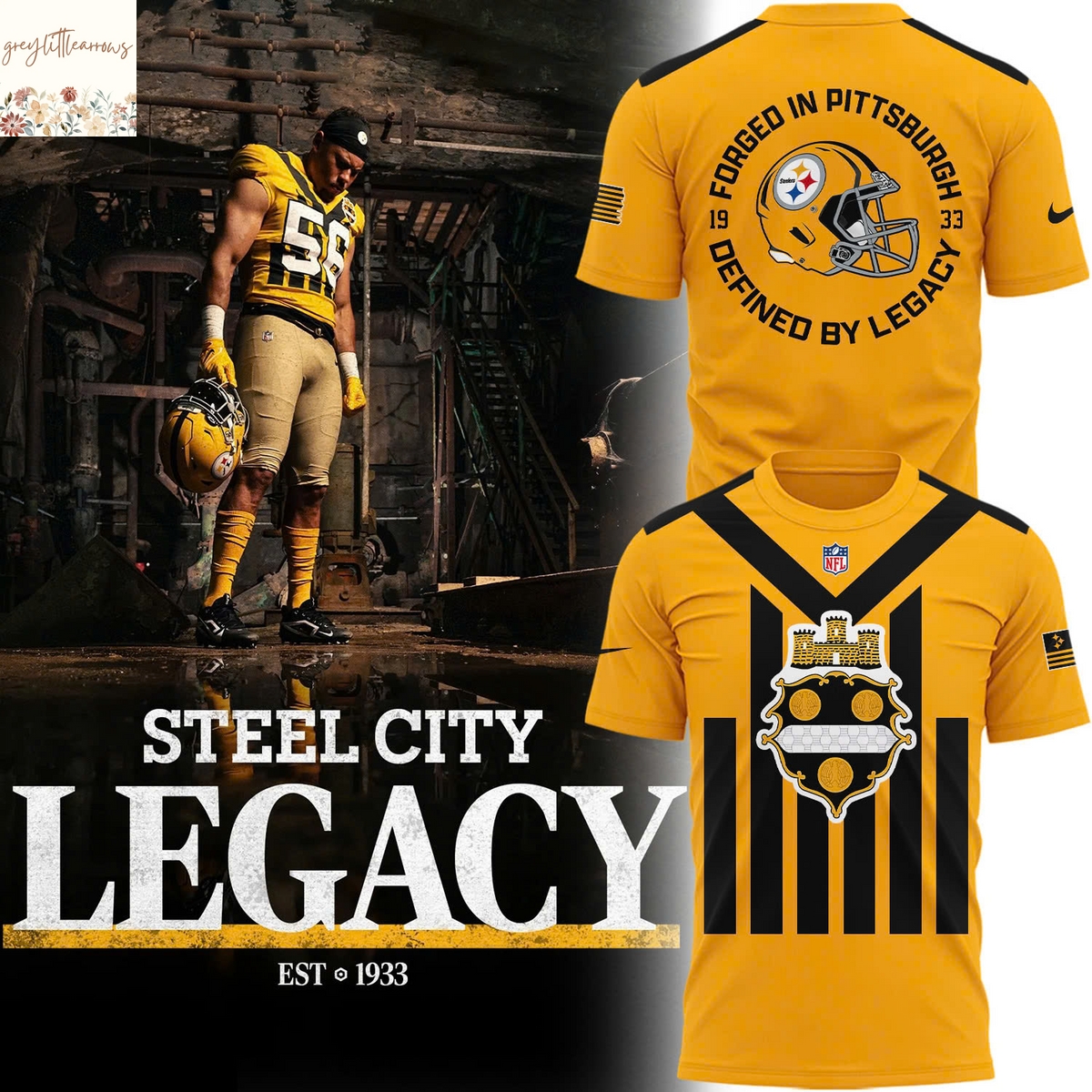 Pittsburgh Steelers Steel City Legacy Est 1933 3D T-Shirt Pittsburgh Steelers Steel City Legacy Est 1933 3D T-Shirt