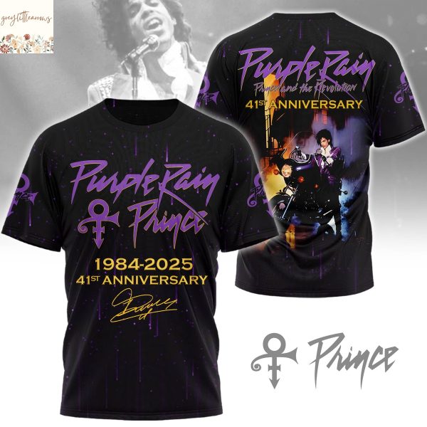 Prince Purple Rain 41st Anniversary Signature 3D T-Shirt