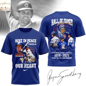 Rest In Peace Forever Our Heart Hall Of Famer Chicago Cubs Legend Ryne Sandberg 1959-2025 Signature Thank You For The Memories 3D T-Shirt