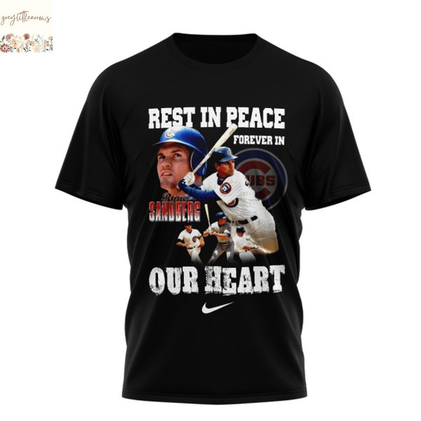 Rest In Peace Forever Our Heart Hall Of Famer Chicago Cubs Legend Ryne Sandberg 1959-2025 Signature Thank You For The Memories 3D T-Shirt – Black