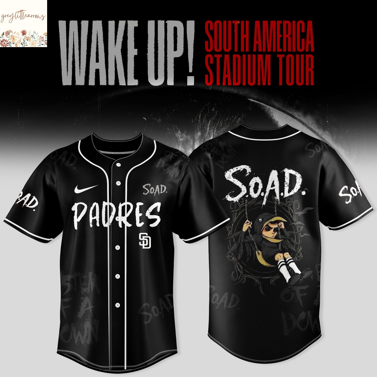 San Diego Padres - System Of A Down - Wake Up Baseball Jersey San Diego Padres - System Of A Down - Wake Up Baseball Jersey