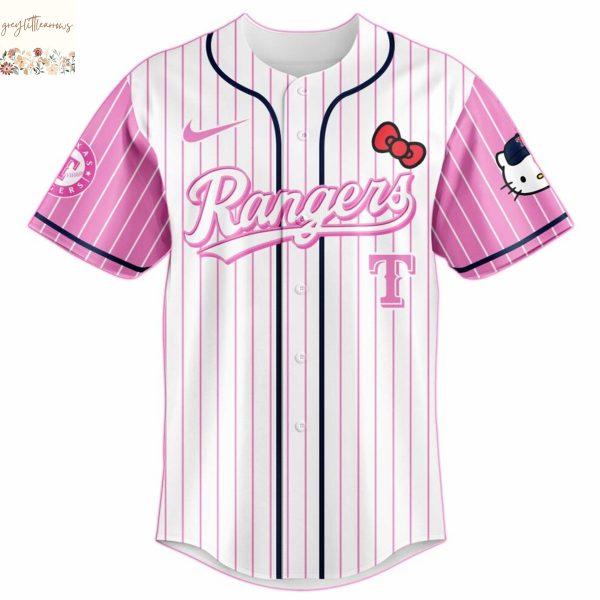 Texas Rangers x Hello Kitty Pink Baseball Jersey