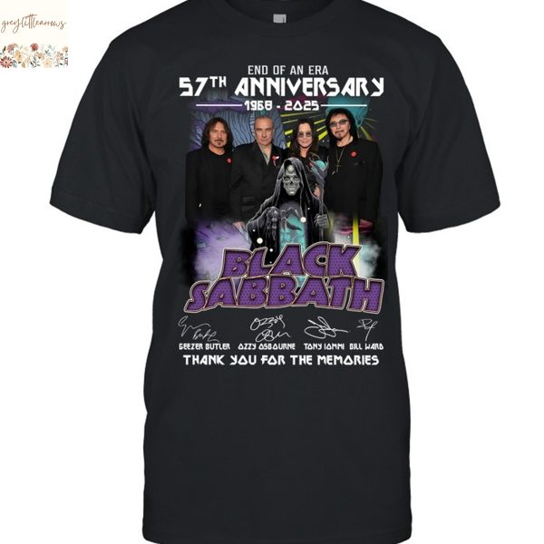 Black Sabbath End Of An Era 57th Anniversary 1968-2025 Signature Thank You For The Memories Unisex T-Shirt