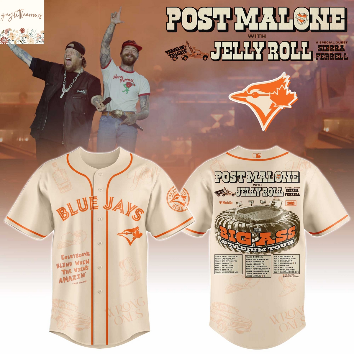 Blue Jays x Post Malone Everybody Blind When The View Amzin Baseball Jersey Blue Jays x Post Malone Everybody Blind When The View Amzin Baseball Jersey