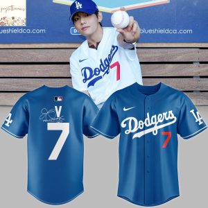 BTS V x Los Angeles Dodgers Signature Jersey – Blue