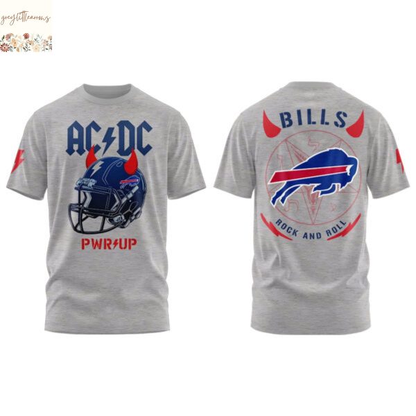 Buffalo Bills Football Helmet PWR UP US Tour 2025 Grey 3D T-Shirt