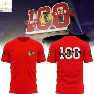 Chicago Blackhawks 100th Anniversary 1926-2026 3D T-Shirt