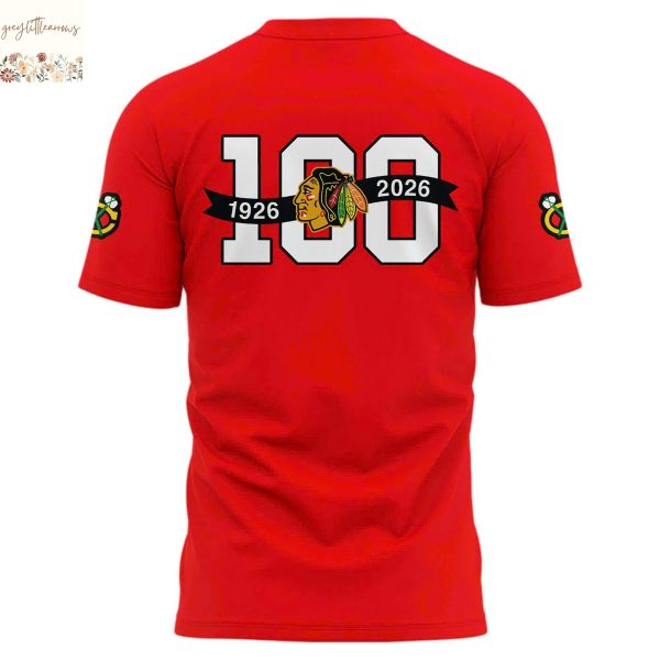 Chicago Blackhawks 100th Anniversary 1926-2026 3D T-Shirt
