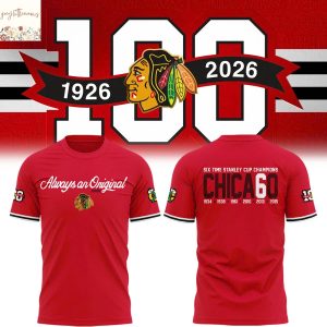 Chicago Blackhawks 100th Anniversary Six Time Stanley Champions 3D T-Shirt