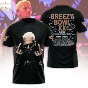 Chris Brown Breezy Bowl XX 2025 Tour EU Signature 3D T-Shirt