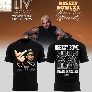 Chris Brown Breezy Bowl XX Tour 2025 Miami Marlins 3D T-Shirt