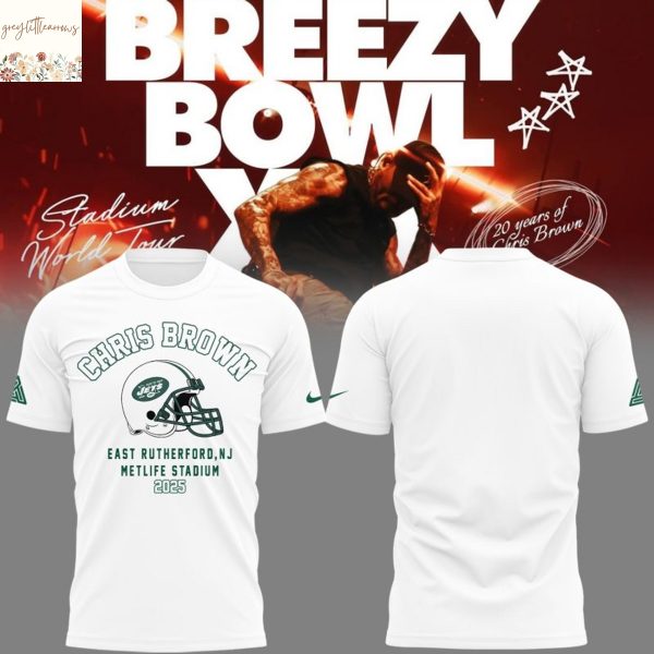 Chris Brown Breezy Bowl XX Tour 2025 New York Jets 3D T-Shirt