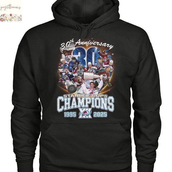 Colorado Avalanche 30th Anniversary Stanley Cups Champions 1995-2025 Signature Unisex T-Shirt