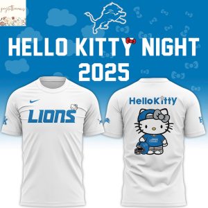 Detroit Lions Cat 2025 White 3D T-Shirt