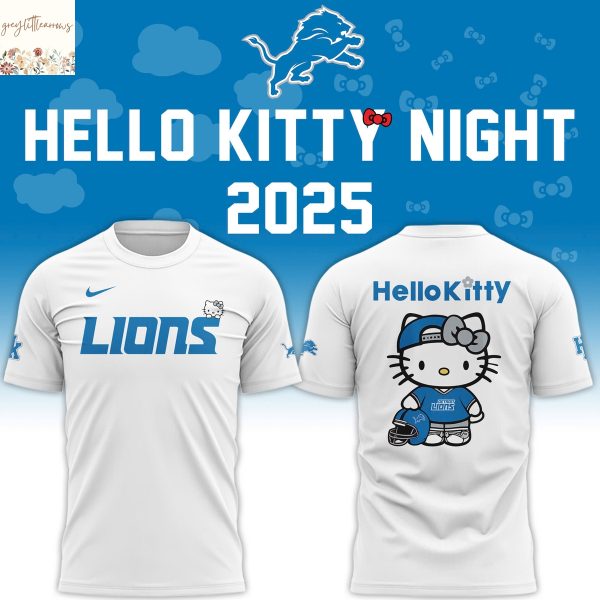 Detroit Lions Cat 2025 White 3D T-Shirt