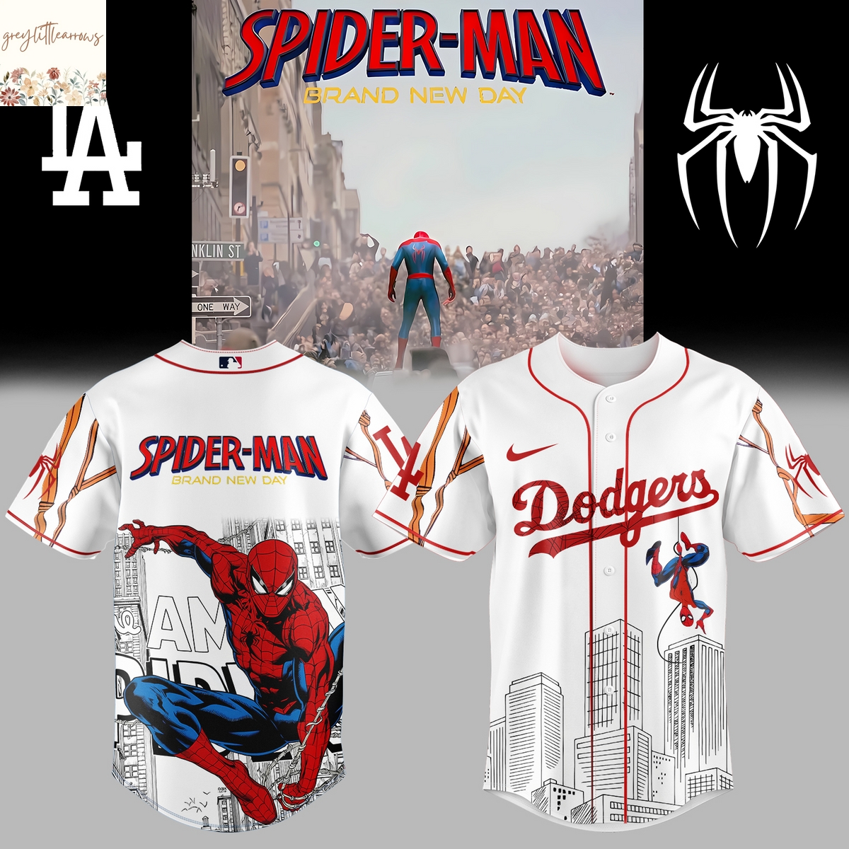 Dodgers x Spider Man Baseball Jersey - White Dodgers x Spider Man Baseball Jersey - White