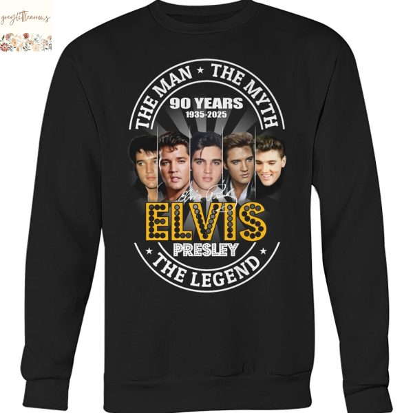 Elvis Presley The Man – The Myth – The Legend 90 Years 1935-2025 Signature Unisex T-Shirt