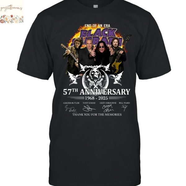 End Of An Era Black Sabbath 57th Anniversary 1968-2025 Signature Thank You For The Memories Unisex T-Shirt
