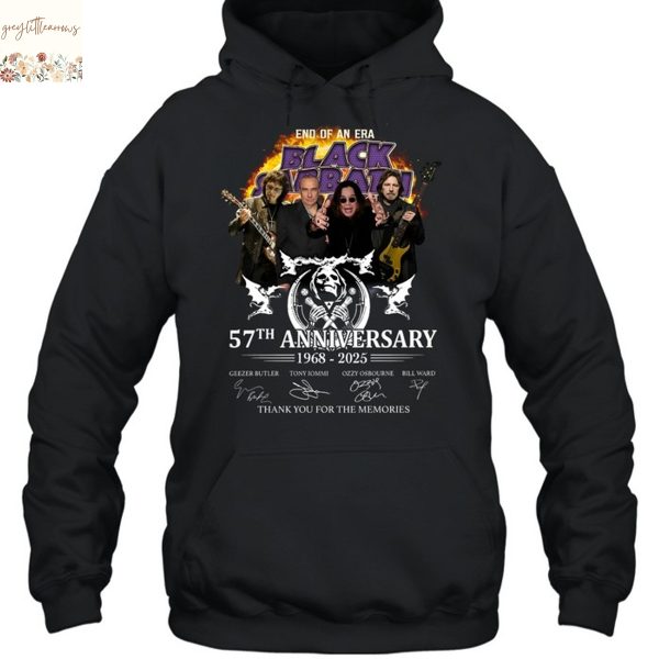 End Of An Era Black Sabbath 57th Anniversary 1968-2025 Signature Thank You For The Memories Unisex T-Shirt