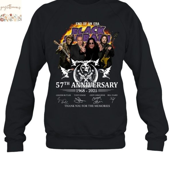 End Of An Era Black Sabbath 57th Anniversary 1968-2025 Signature Thank You For The Memories Unisex T-Shirt