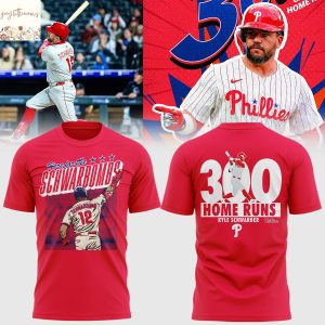 Here For The Kyle Schwarber Philadelphia Phillies 300 Home Runs 3D T-Shirt – Red
