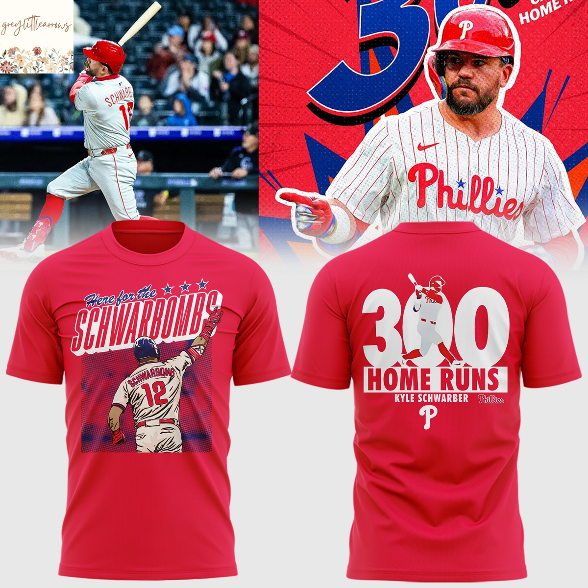 Here For The Kyle Schwarber Philadelphia Phillies 300 Home Runs 3D T-Shirt - Red Here For The Kyle Schwarber Philadelphia Phillies 300 Home Runs 3D T-Shirt - Red