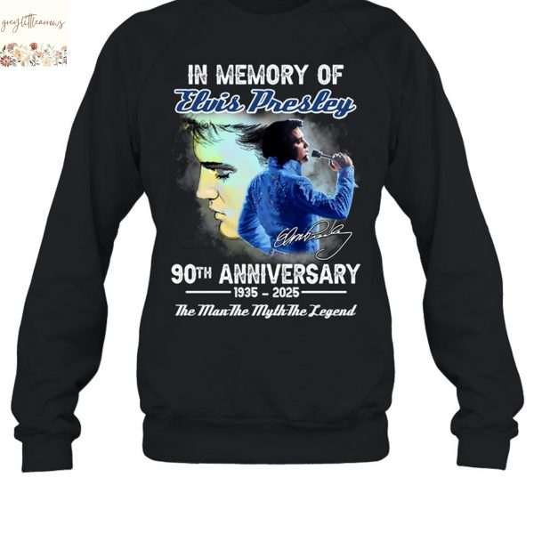 In Memory Of Elvis Presley 90th Anniversary 1935-2025 The Man The Myth The Legend Signature Unisex T-Shirt