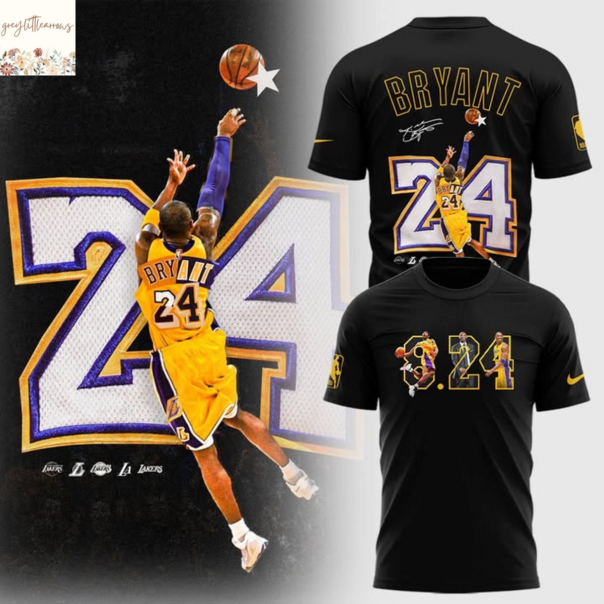 Kobe Bryant 8.24 Signature 3D T-Shirt Kobe Bryant 8.24 Signature 3D T-Shirt