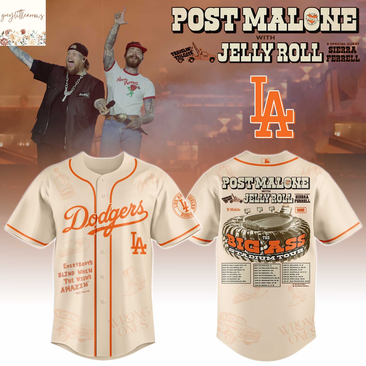 LAD x Post Malone Everybody Blind When The View Amzin Baseball Jersey LAD x Post Malone Everybody Blind When The View Amzin Baseball Jersey