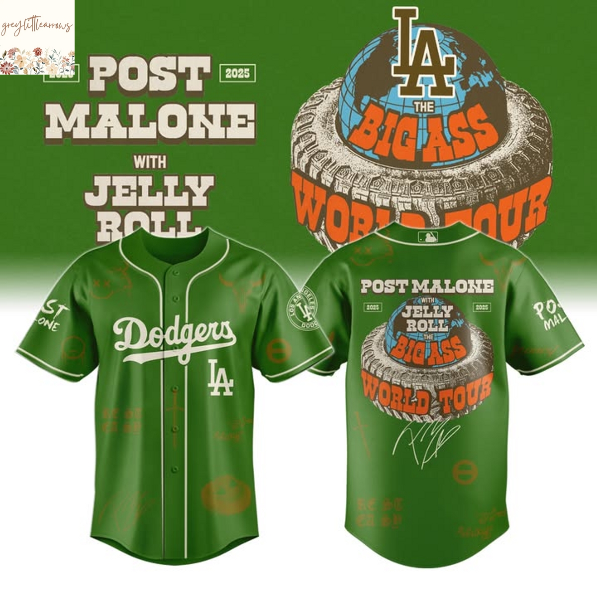Los Angeles Dodgers Malone Big Ass World Tour Signature Baseball Jersey Los Angeles Dodgers Malone Big Ass World Tour Signature Baseball Jersey